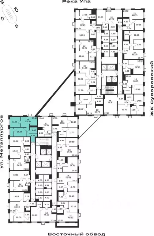 2-к кв. Тульская область, Тула ул. Академика Насоновой, 18 (54.7 м) - Фото 2