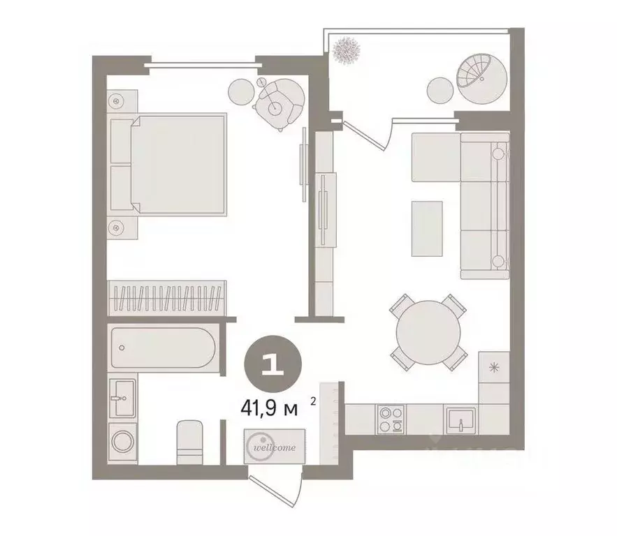 1-к кв. Ханты-Мансийский АО, Сургут ул. Ивана Захарова, 17 (41.9 м) - Фото 1