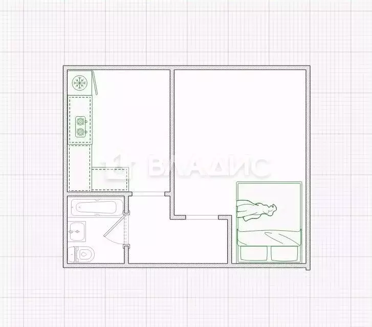 1-к кв. Пензенская область, Пенза Коннозаводская ул., 25 (31.4 м) - Фото 2