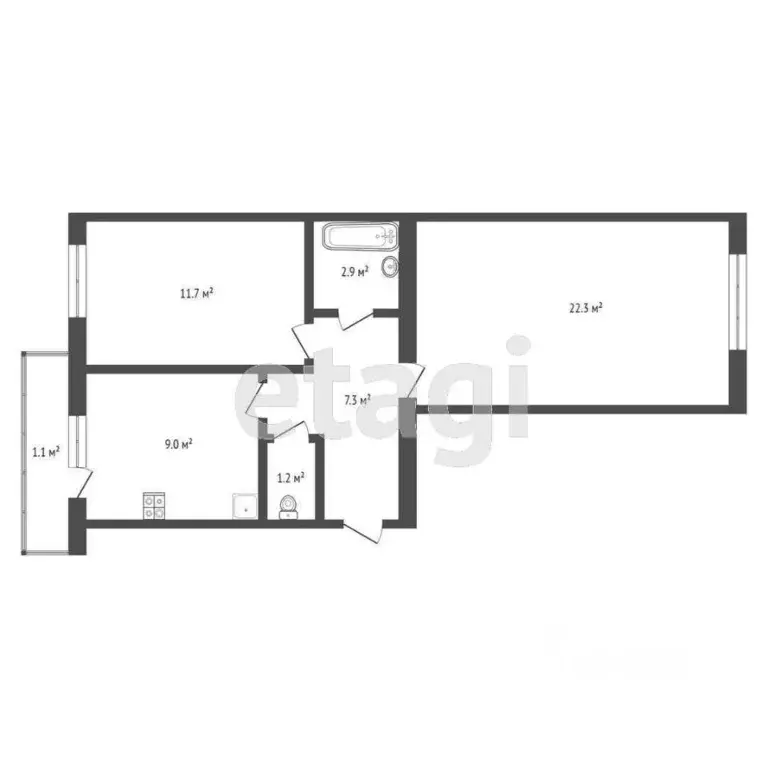 2-к кв. Мордовия, Саранск ул. Попова, 64В (54.4 м) - Фото 2