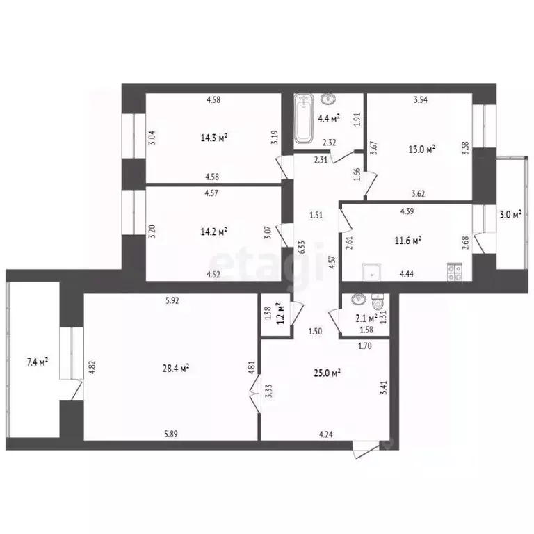 4-к кв. Мордовия, Саранск Ботевградская ул., 29к1 (114.0 м) - Фото 2