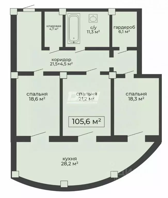 3-к кв. Челябинская область, Челябинск ул. Братьев Кашириных, 124 ... - Фото 2
