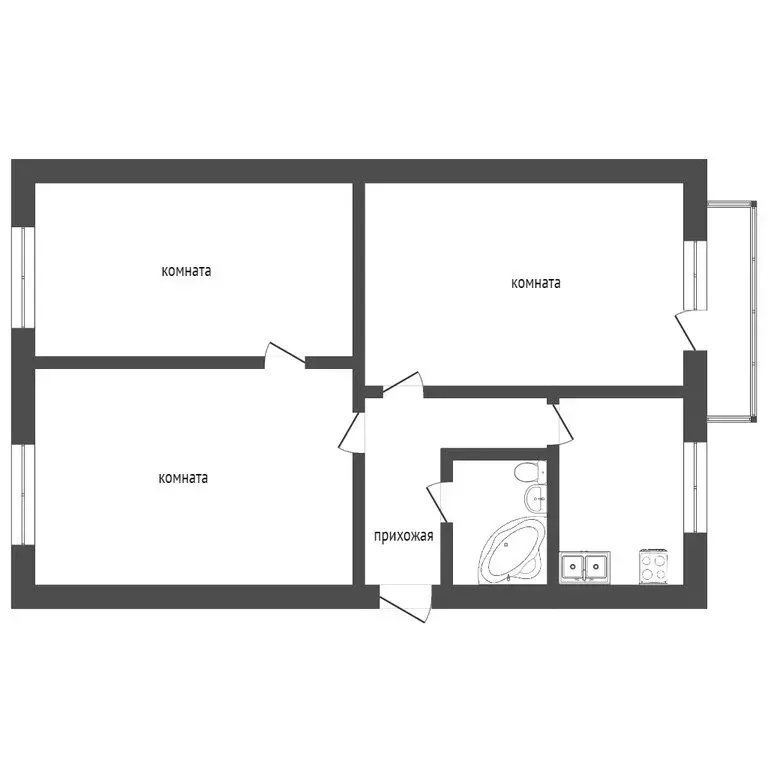 3-комнатная квартира: Ишим, улица Корушина, 11 (60 м) - Фото 0