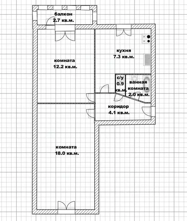 2-к кв. Башкортостан, Уфа Краснодонская ул., 28 (45.3 м) - Фото 1