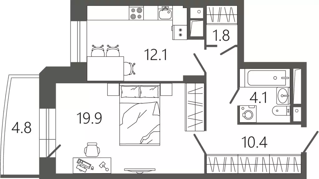 1-комнатная квартира: Подольск, микрорайон Климовск, Советская улица, ... - Фото 1