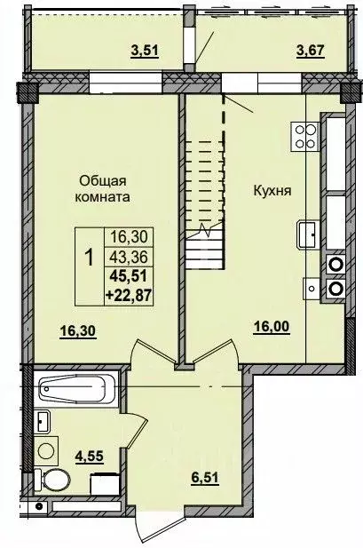 1-к кв. Саха (Якутия), Якутск ул. Красильникова, 5 (63.24 м) - Фото 0