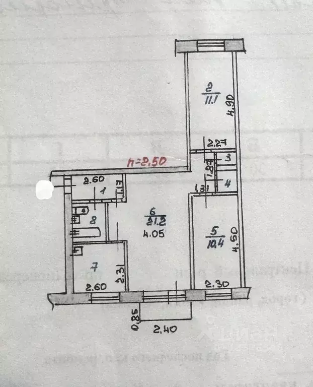 3-к кв. Кемеровская область, Новокузнецк Пионерский просп., 43 (56.9 ... - Фото 2