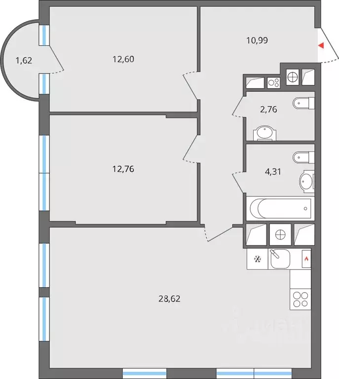 3-к кв. Липецкая область, Елец Радиотехническая ул., 11с1 (71.9 м) - Фото 2