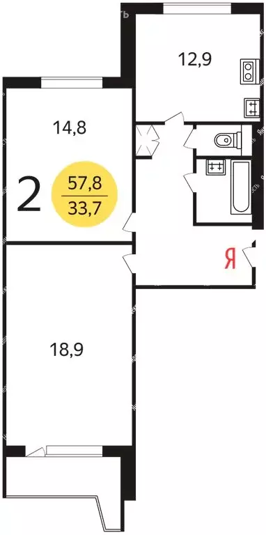 2-комнатная квартира: Москва, Кантемировская улица, 12к1 (59 м) - Фото 0