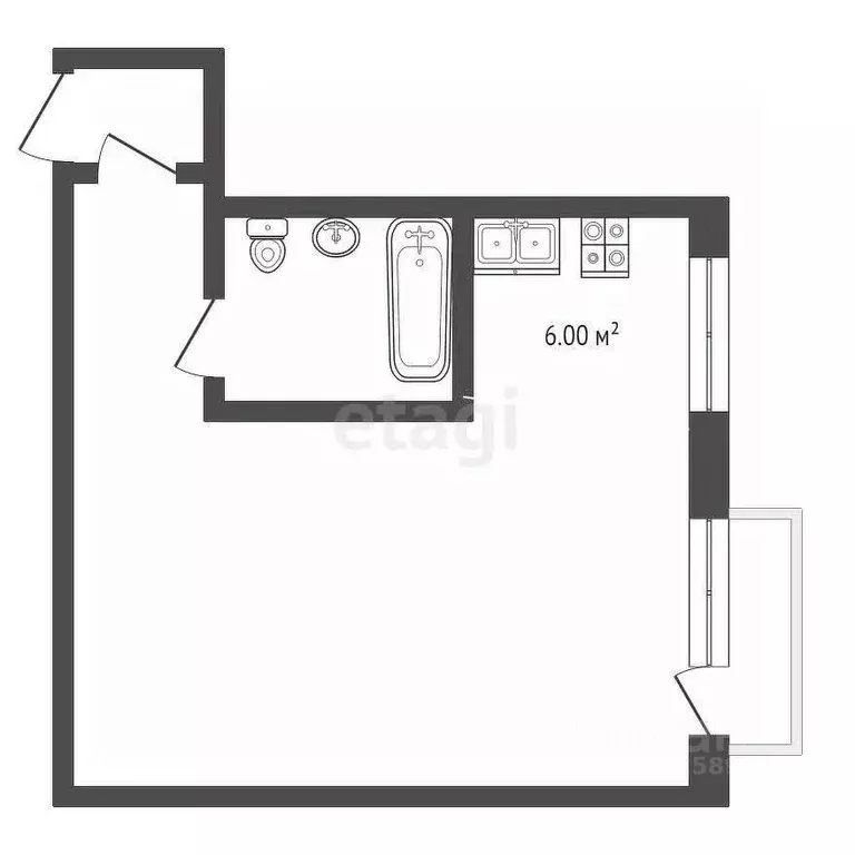 Студия Вологодская область, Вологда ул. Яшина, 4 (30.3 м) - Фото 2