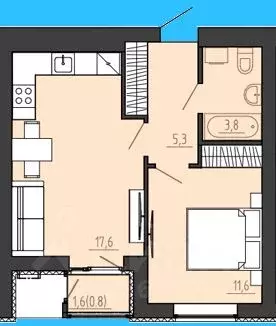 1-к кв. Калининградская область, Калининград ул. Генерала Толстикова ... - Фото 1