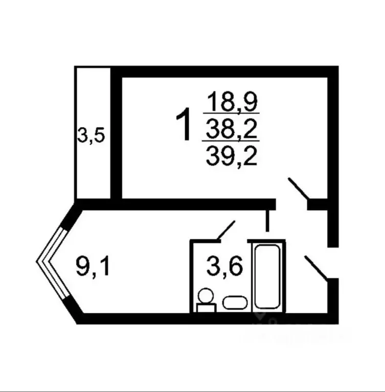 1-к кв. Москва, Москва, Московский г. ул. Бианки, 4к2 (39.2 м) - Фото 2