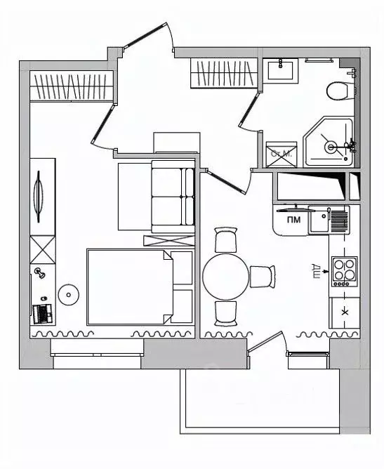 1-к кв. Владимирская область, Владимир ул. Нижняя Дуброва, 49А (33.05 ... - Фото 2
