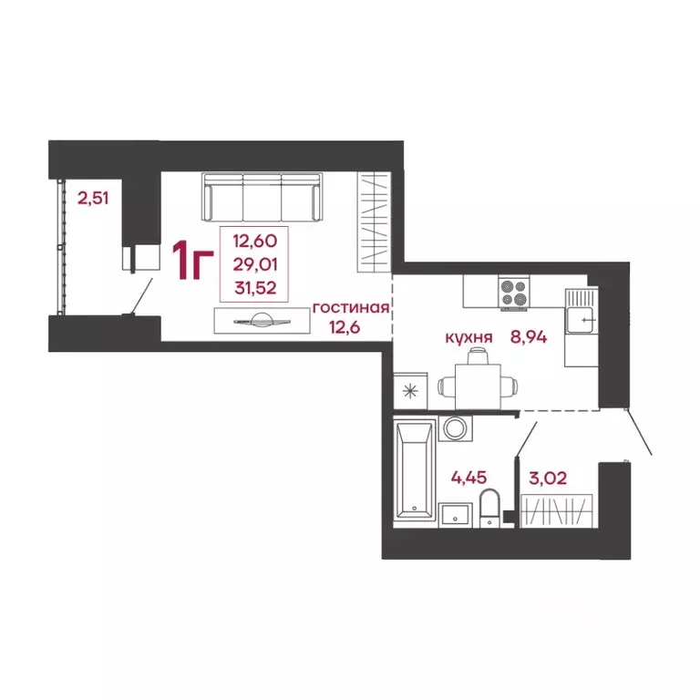 1-к кв. Пензенская область, Пенза ул. Измайлова, 41В (31.52 м) - Фото 1