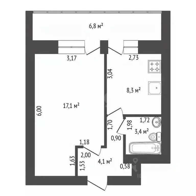 1-к кв. Башкортостан, Уфа Кольцевая ул., 180 (32.9 м) - Фото 1