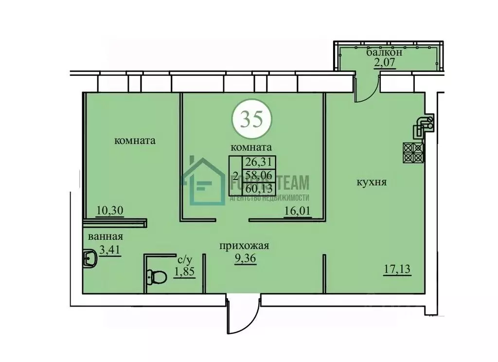 2-к кв. Ярославская область, Ярославский муниципальный округ, пос. ... - Фото 1