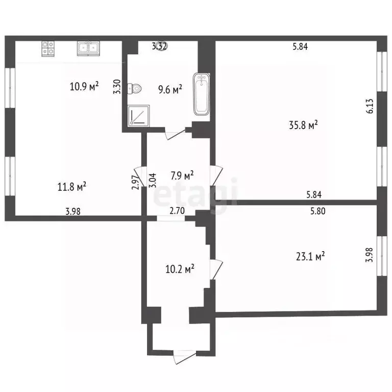 3-к кв. Москва Старый Зыковский проезд, 3 (109.3 м) - Фото 2