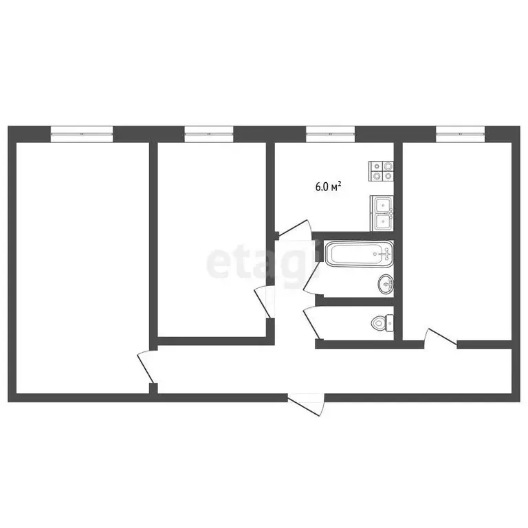 3-комнатная квартира: Вилючинск, Приморская улица, 1 (58.5 м) - Фото 1