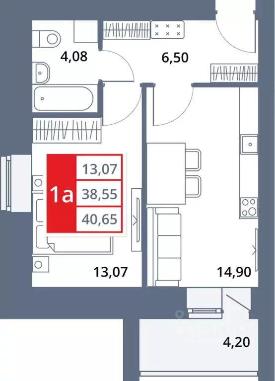 1-к кв. Башкортостан, Октябрьский 33-й мкр,  (40.65 м) - Фото 1
