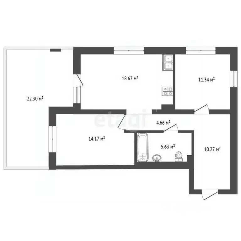 2-к кв. Тюменская область, Тюменский муниципальный округ, с. Ембаево ... - Фото 2