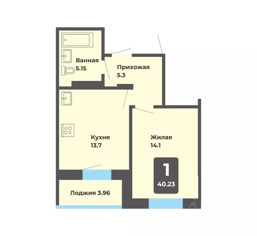 1-к кв. Чувашия, Чебоксары Новый Город мкр, ул. Новогородская (40.23 ... - Фото 1