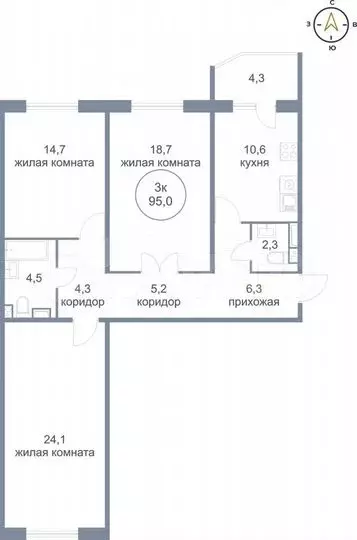 3-к. квартира, 95 м, 16/21 эт. - Фото 0