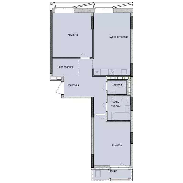 2-комнатная квартира: Казань, жилой район Седьмое Небо, ЖК Унай (68.5 ... - Фото 1