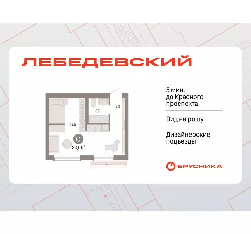 Квартира-студия: Новосибирск, квартал Лебедевский, 1/3 (33.6 м) - Фото 1