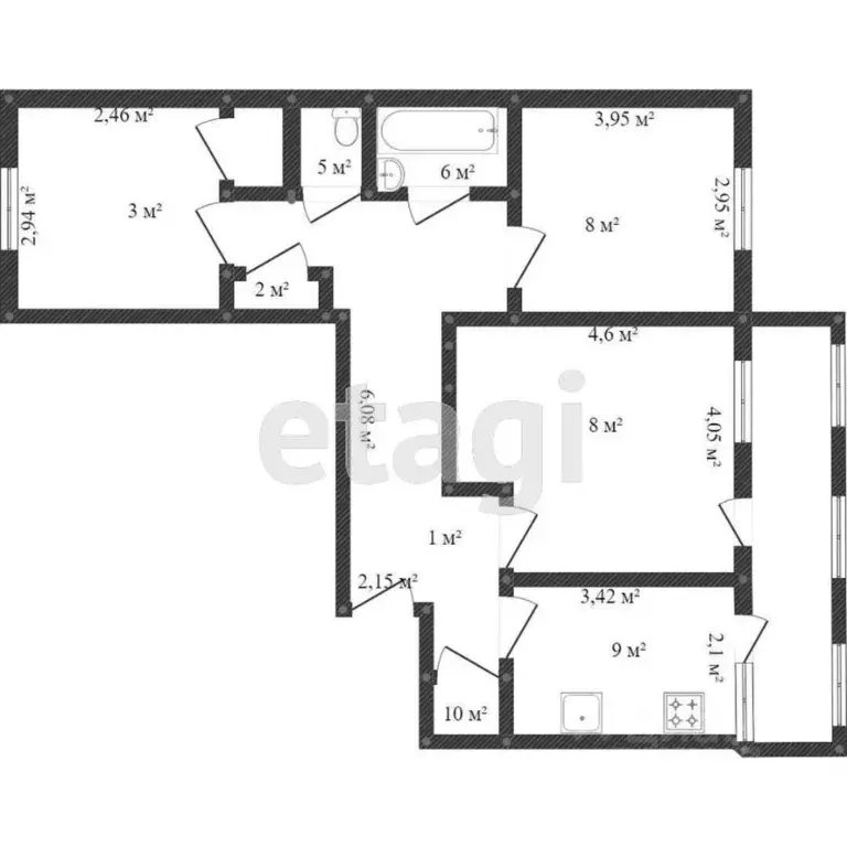3-к кв. Амурская область, Благовещенск ул. Шимановского, 46 (68.0 м) - Фото 1