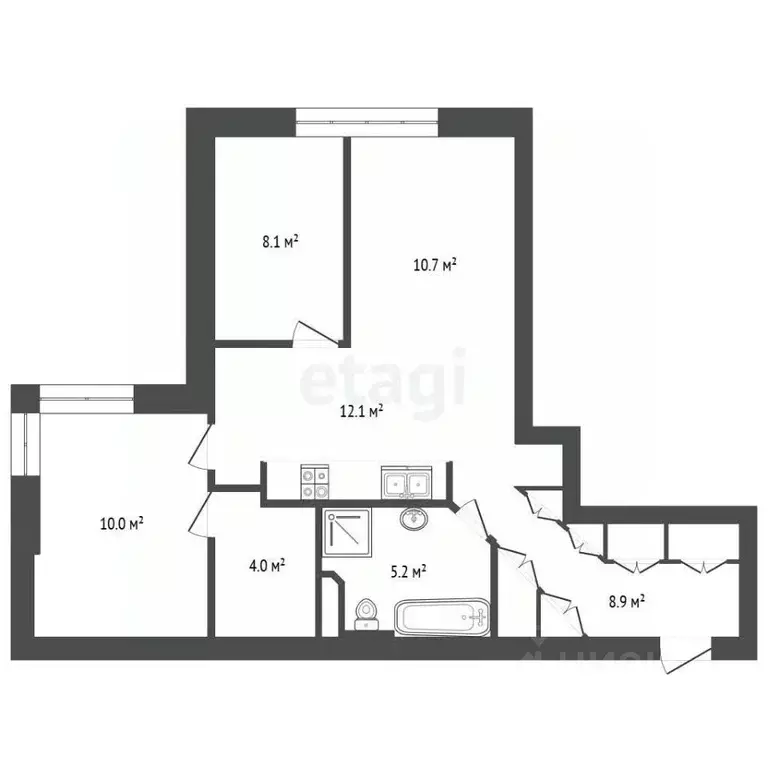 3-к кв. Москва Ленинградский просп., 66К2 (62.0 м) - Фото 2