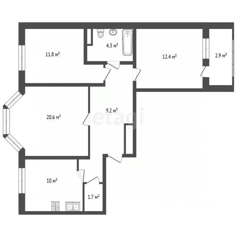 3-к кв. Санкт-Петербург просп. Солидарности, 14к1 (70.0 м) - Фото 1