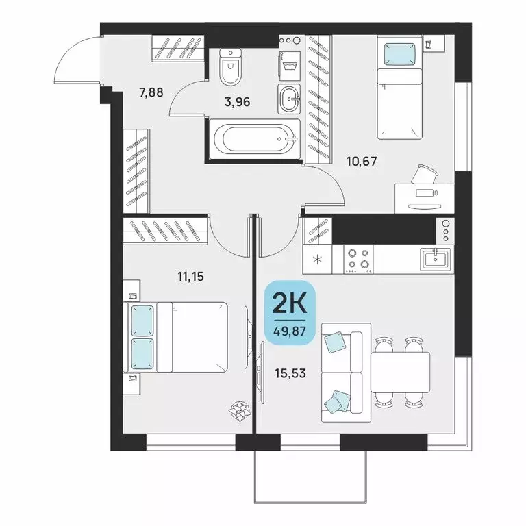 2-комнатная квартира: Астрахань, Советский район (51.99 м) - Фото 0