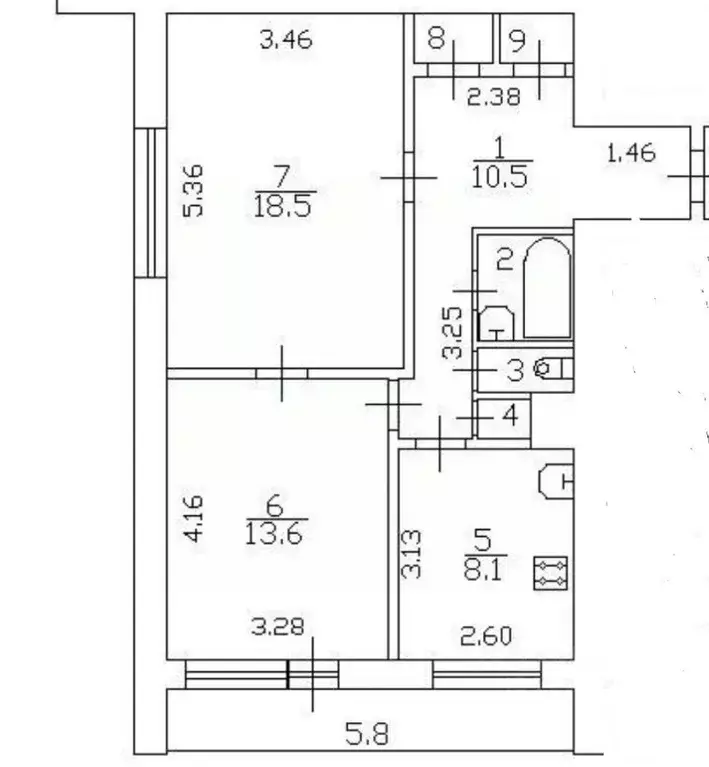 2-к кв. Санкт-Петербург ул. Дыбенко, 11К2 (56.1 м) - Фото 2
