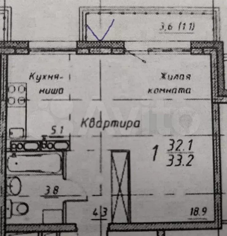 Квартира-студия, 32,1 м, 9/13 эт. - Фото 0