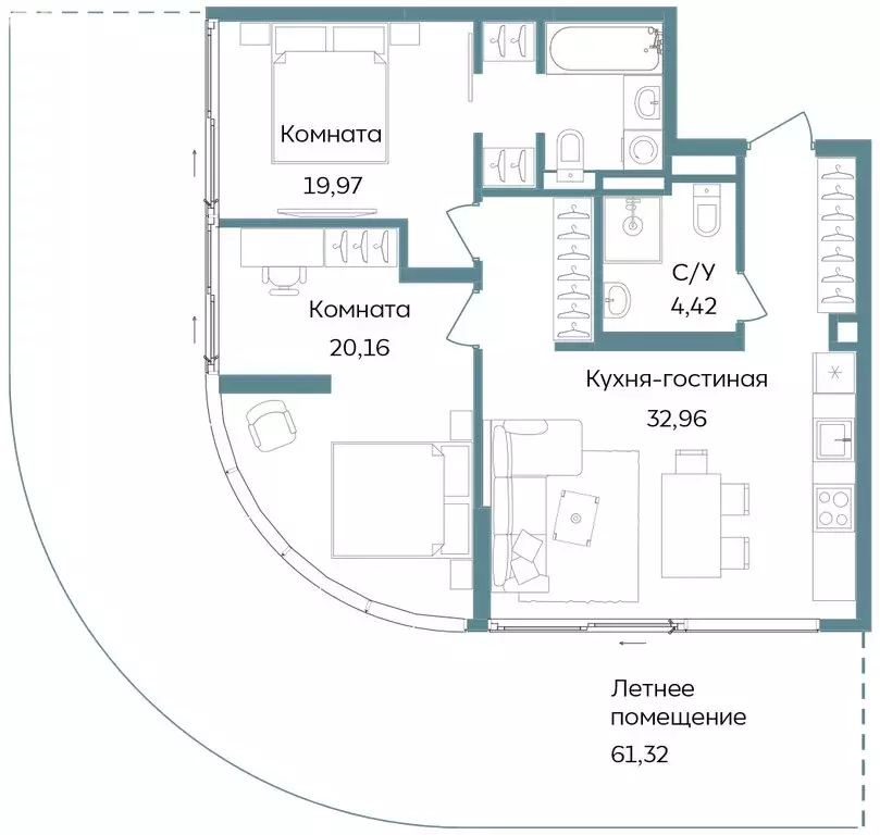 3-комнатная квартира: Республика Крым, Саки, курортный кластер Темпо ... - Фото 1