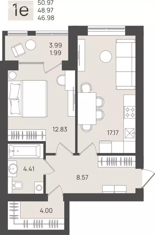 Квартира-студия: Калининградская область, Пионерский (48.97 м) - Фото 1