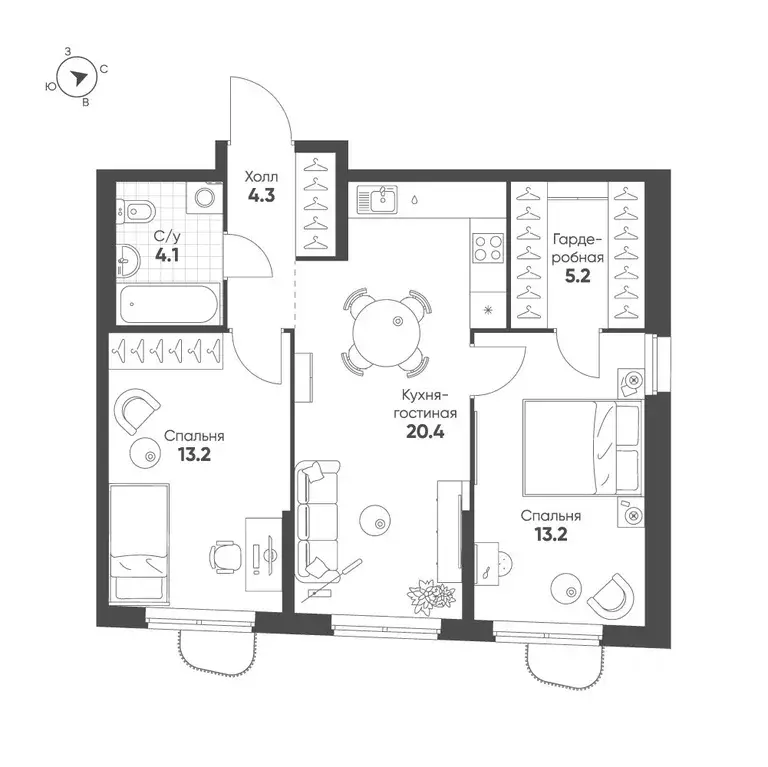 2-к кв. Свердловская область, Екатеринбург Солнечный жилрайон,  (60.4 ... - Фото 1