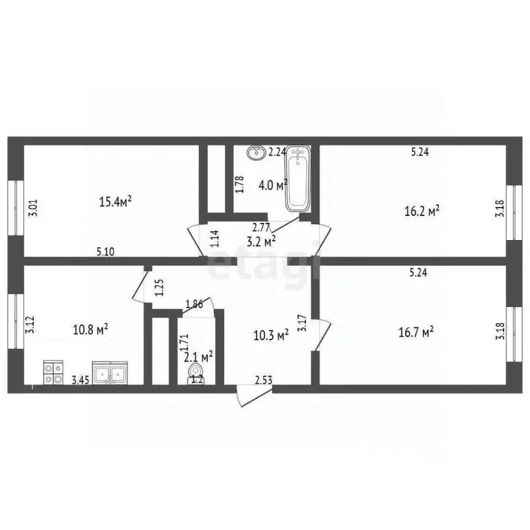 3-к кв. Ханты-Мансийский АО, Ханты-Мансийск Южный мкр, ул. ... - Фото 2