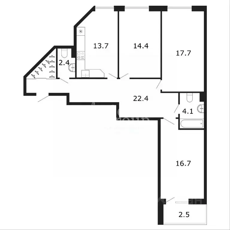 3-к кв. Санкт-Петербург Ленинский просп., 72к1 (92.0 м) - Фото 2