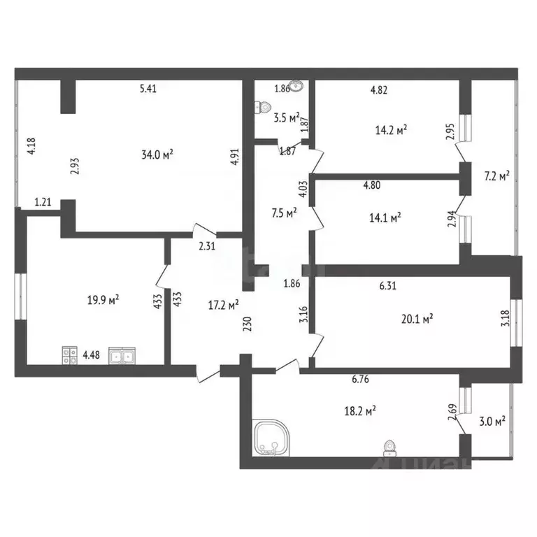 4-к кв. Самарская область, Самара ул. Советской Армии, 253 (148.7 м) - Фото 2