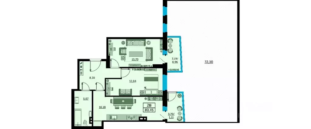2-к кв. Ростовская область, Ростов-на-Дону ул. Ларина, 45с1 (80.0 м) - Фото 2