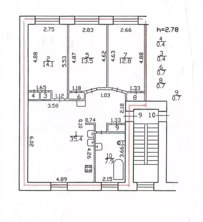 3-к. квартира, 86 м, 5/5 эт. - Фото 0