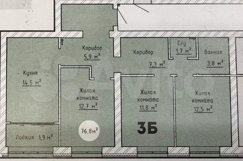 6-к. квартира, 78,6м, 6/6эт. - Фото 1