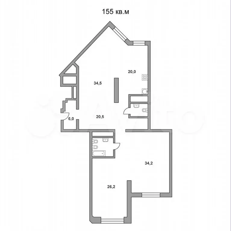 3-к. квартира, 155,5 м, 24/48 эт. - Фото 0