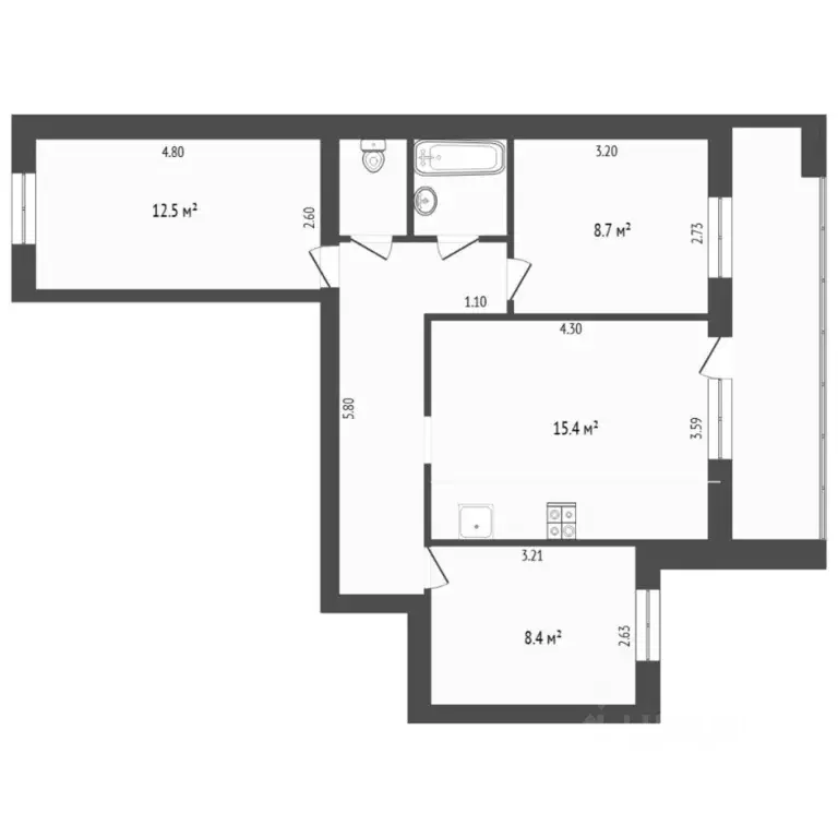 3-к кв. Тюменская область, Тюмень ул. Червишевский Тракт, 31 (65.4 м) - Фото 2