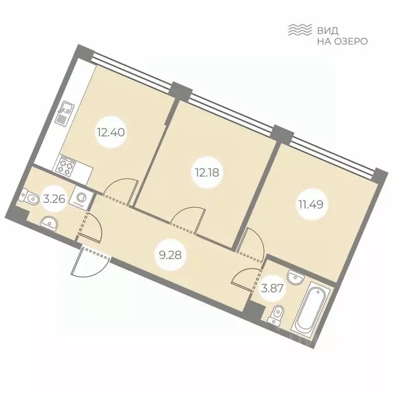 2-к кв. Санкт-Петербург ш. Суздальское, 8 (52.48 м) - Фото 0