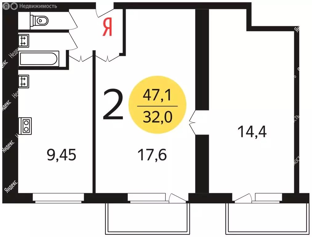 2-комнатная квартира: Москва, Факультетский переулок, 7 (49 м) - Фото 0