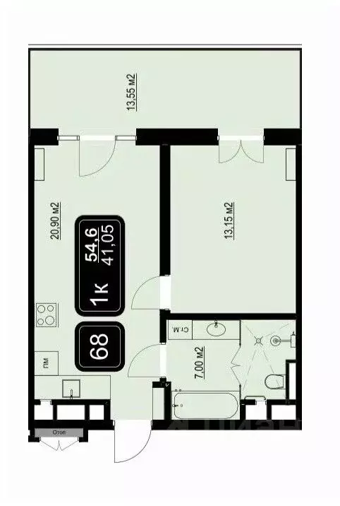 1-к кв. Краснодарский край, Анапа Пионерский просп. (54.6 м) - Фото 1
