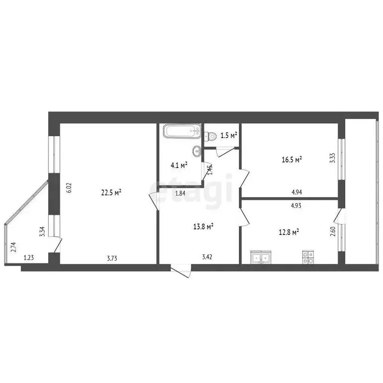 2-комнатная квартира: Пермь, Коломенская улица, 57 (71.2 м) - Фото 0