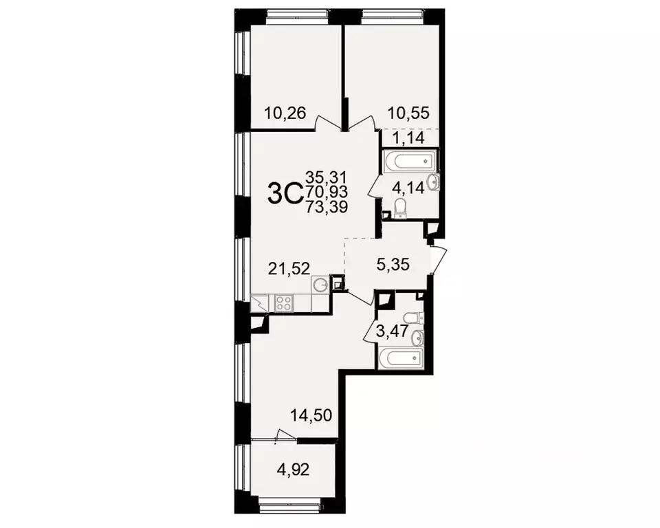 3-к кв. Рязанская область, Рязань ул. Чкалова (70.93 м) - Фото 1